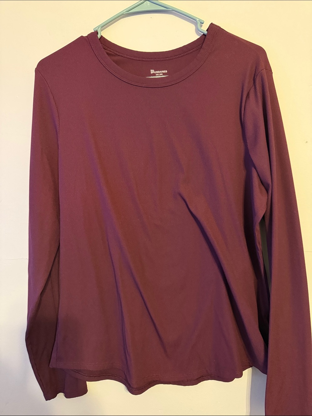 No Boundaries Plum Long Sleeve Crewneck Top